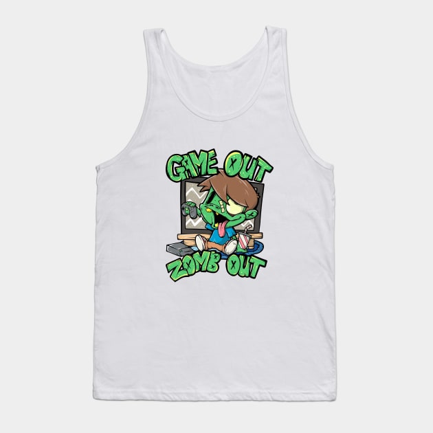 Video Game Playing Spooky Zombie Gamer kid Tank Top by SWIFTYSPADE